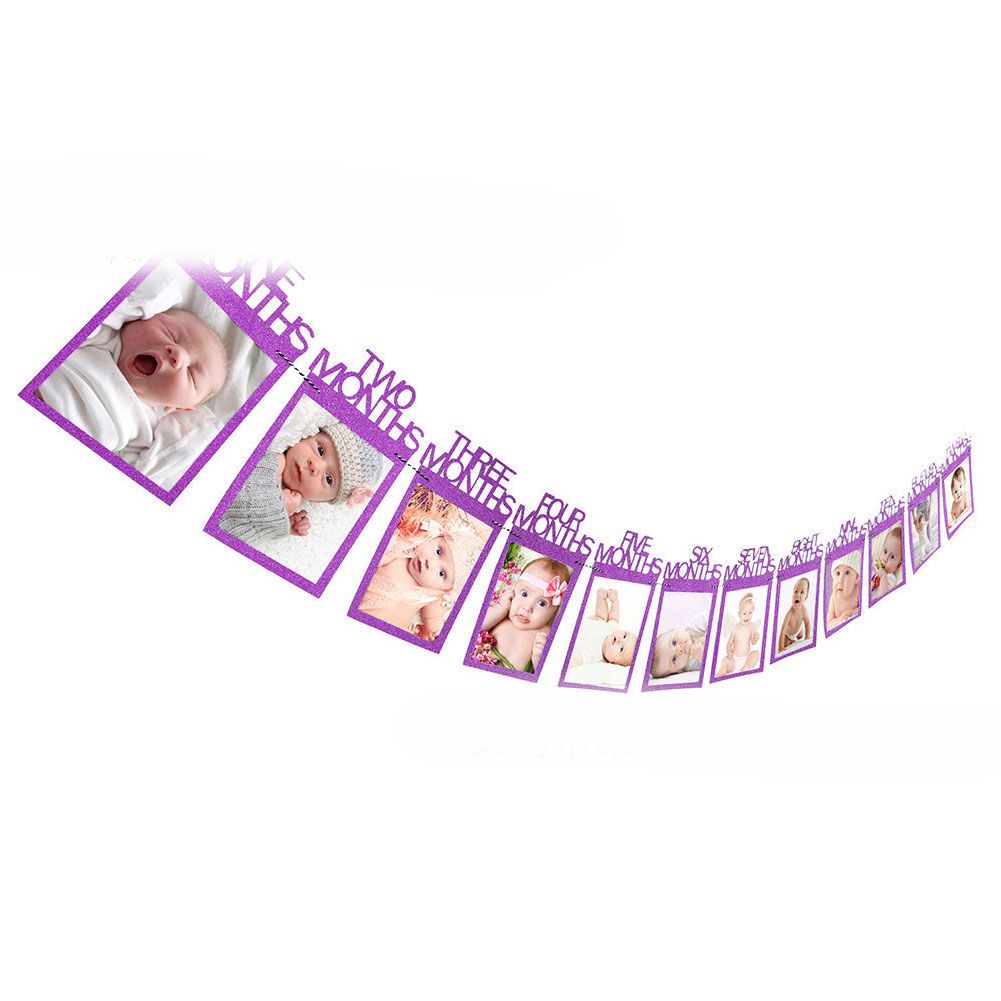 Baby Kids Birthday Gift Decoration 1-12 Month Picture Banner Monthly Photo Wall