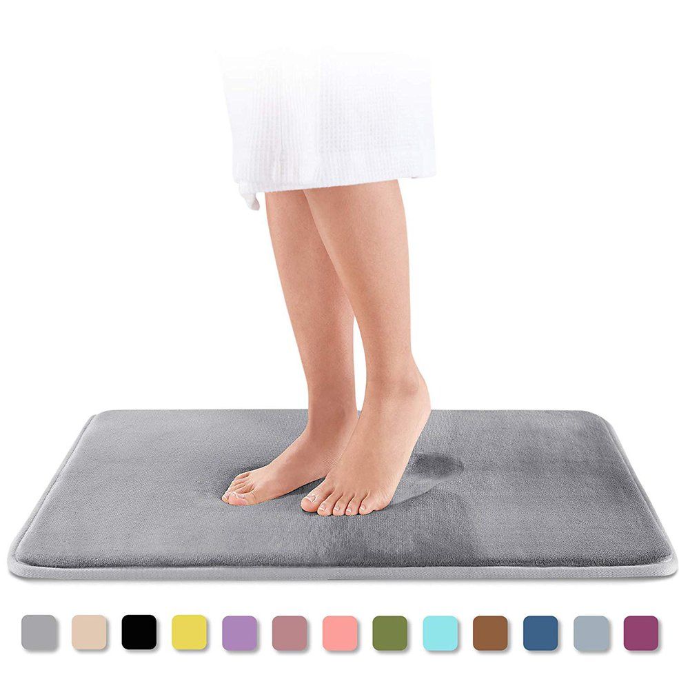 Comfortable Memory Foam Bath Mat Absorbent Super Cozy Velvet Sponge Carpet Non Slip Mat For Bathroom