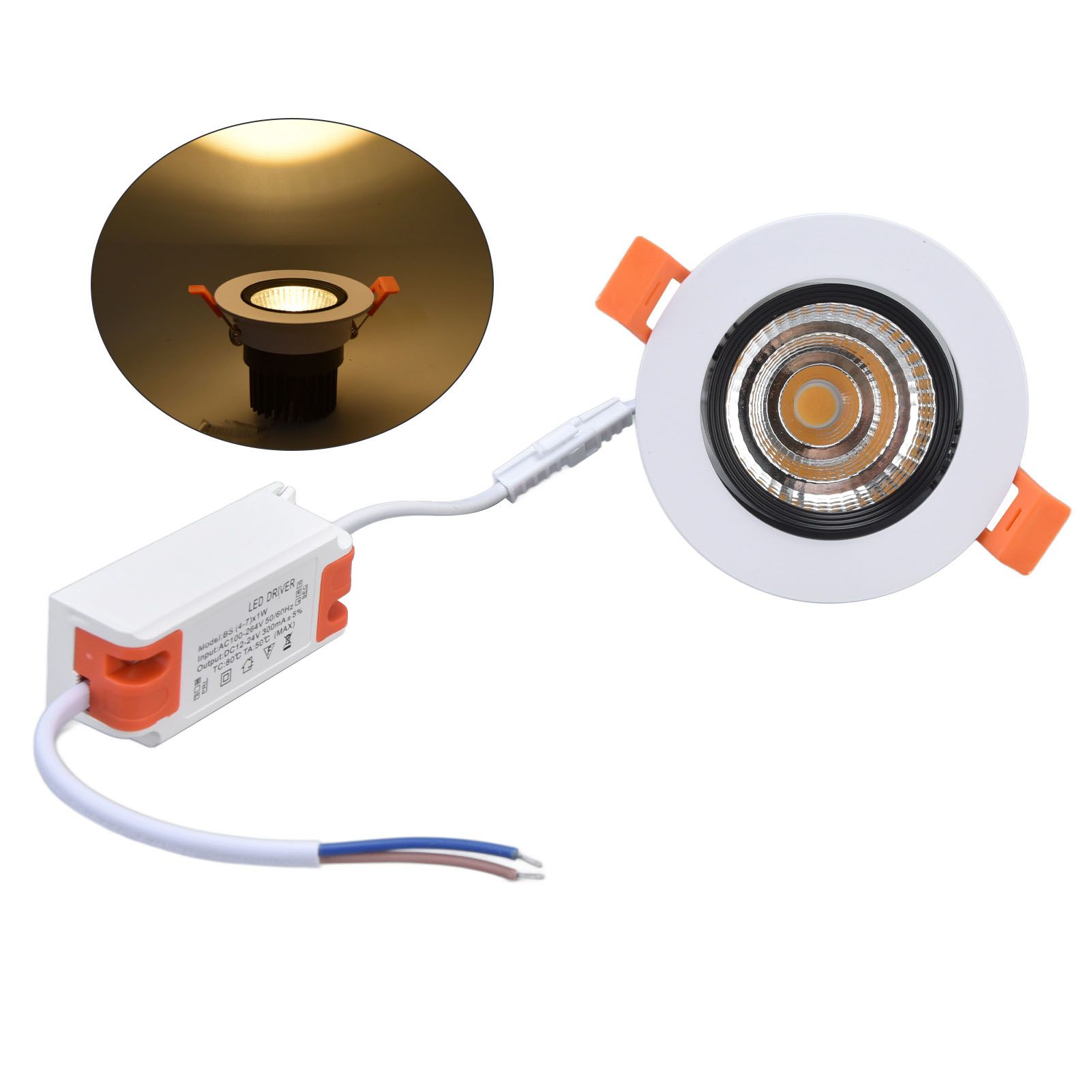 Recessed Lighting 7W Adjustable Angle LED Ceiling Light Living Room Bedroom WP