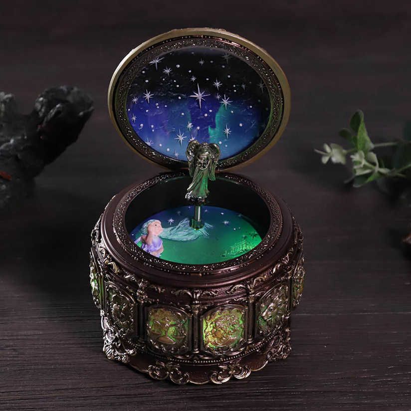 Vintage Music Box Christmas Gift W/ Constellations Goddess Twinkling LED Light