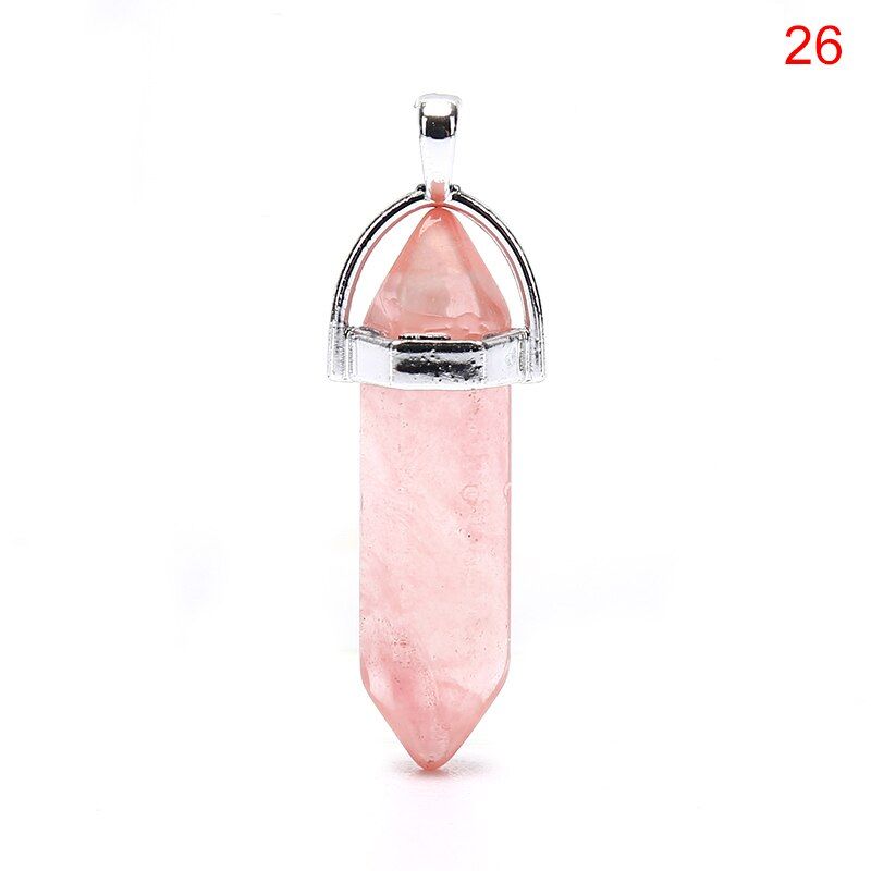 Natural Crystal Pendant Necklace Statement Bohemian Jewelry for Women Fashion Opal Stone Hexagonal Column Quartz Necklaces