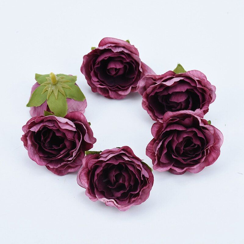 10pcs  Silk Retro roses head vases for home decor fake floristics artificial flowers wedding wall diy gifts bride