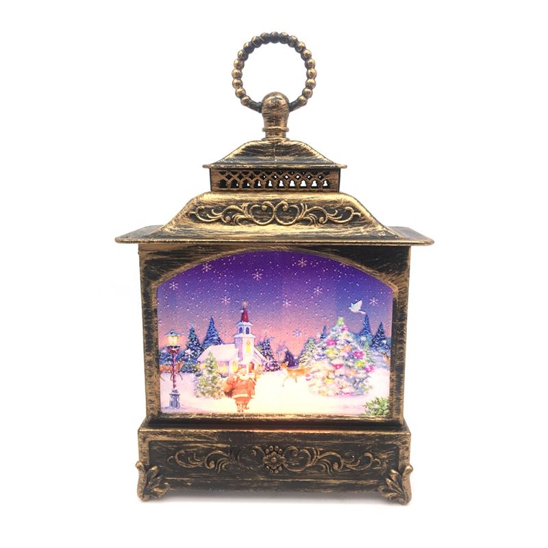 Xmas LED Simulation Flame Wind Lantern Candlestick Lamp Luminous Ornaments Pendant Night Light Home Decoration