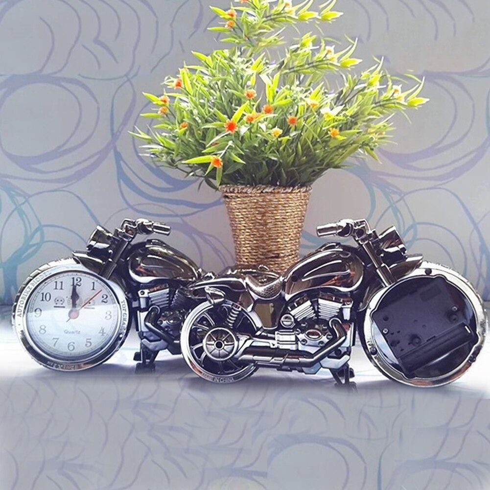 Cool Motorcycle Alarm Clock Model Fashion Retro Alarm Clock Personalized Desktop Ornament Quartz Clock Personality Gift Friends