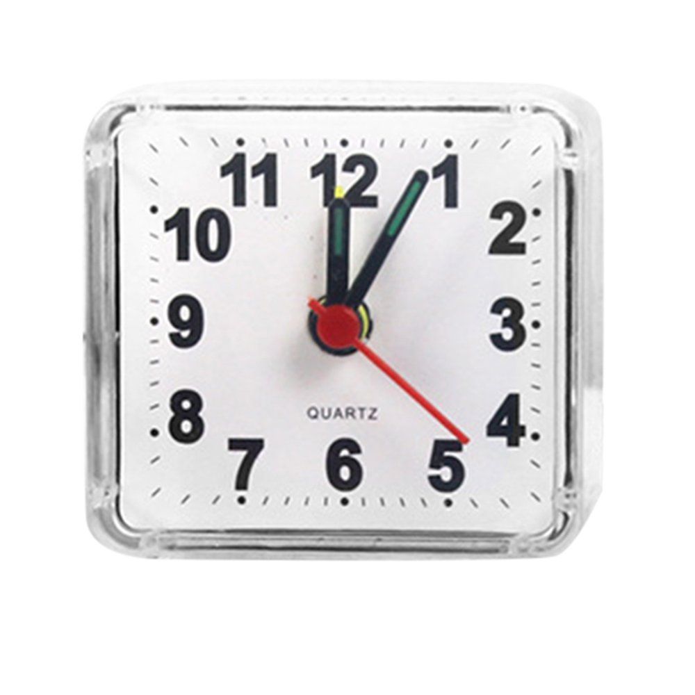 TE Square Crystal Alarm Clock Watch Alarm Clock Bedside Office Electronic Clock white