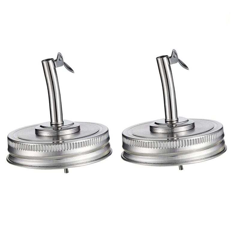 2 Pieces Jar  Spout Lid  Pour Spout Dispenser Lid Regular Mouth  Pour Lid with Caps Compatible with Mason Jar