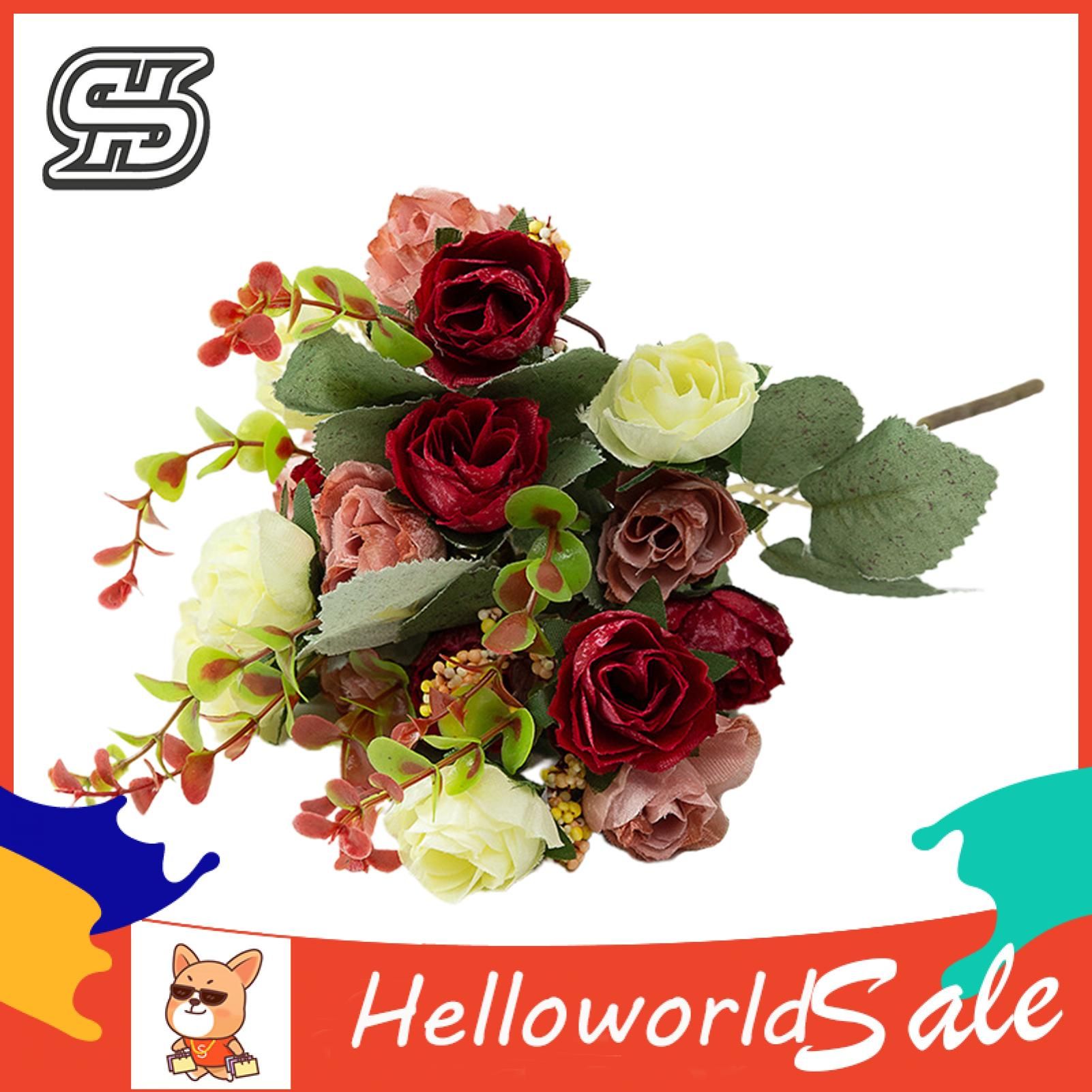 HelloWorld Artificial Rose Flower Long-lasting No Trimming Artificial Rose Flower
