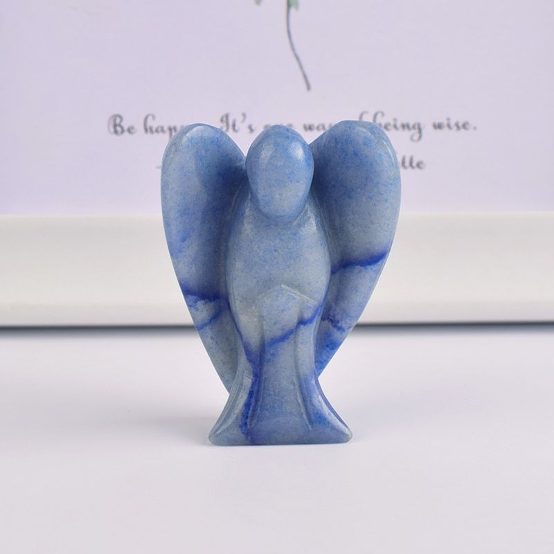 Natural blue aventurine angel figurines craved craft 2 inch mini people status for wedding home decor Healing mineral crystals