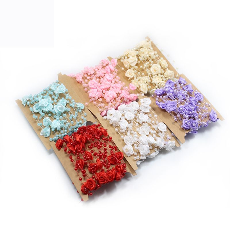 1 Card/Pack  Handmade Rose Flower Wedding Party Bead Chain Handmade Rose Thread Rose Flower Wedding Party Bead Chain Wedding Party Supplies