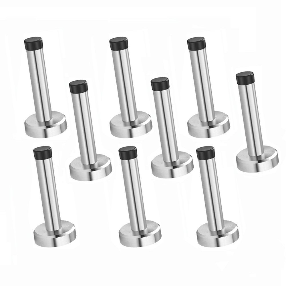 Delicate product Door Stopper with Sound Dampening Rubber Bumper,Wall Mount Door Stop, Contemporary Safety Door Holder with Hardware Screws, Brushed Finish, 3.5 Inch in Height (9PCS)