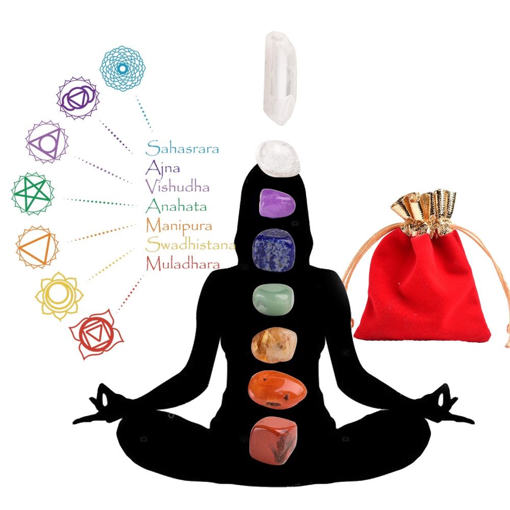 Runyangshi 7pc Natural Irregular Chakela Stone Set 7 Colors Yoga Energy Art Stone for Home Decoration Girls Birthday Gift