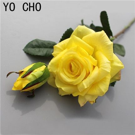 YO CHO Cheap Latex Peony Artificial Flowers Leaf Roses Silk Flower Christmas Home Diy Bridal Bouquet Wedding Decoration Rose