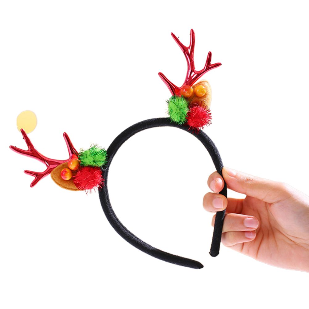 Cute Elk Antler Christmas Hat Sequins Hair Hoop Hairband Headband Xmas Headwear