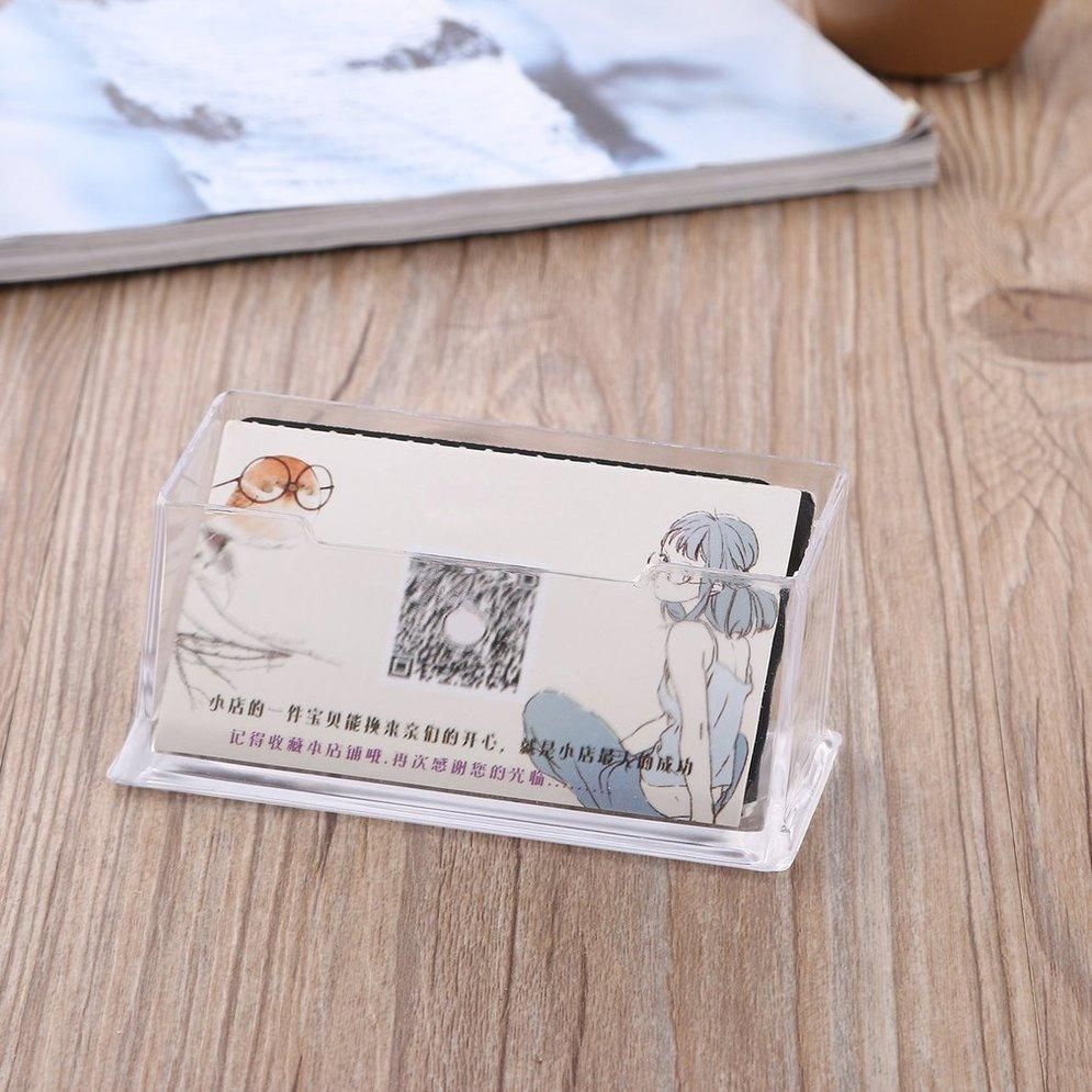 LALA Clear Desktop Business Card Holder Display Stand Acrylic Plastic Desk Shelf