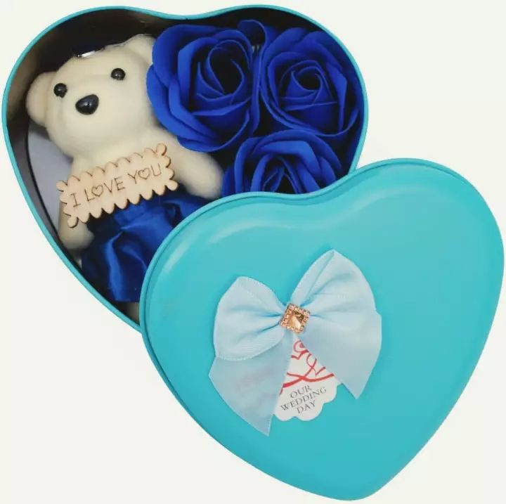 Heart Shape Soap Flower With Teddy Bear