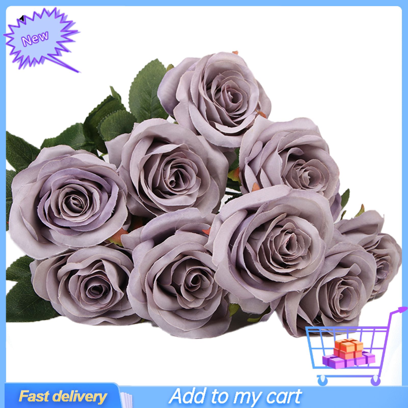 Flower Realistic Looking Eye-catching  Silk Flower 10 Heads Artificial Rose Flower for Home