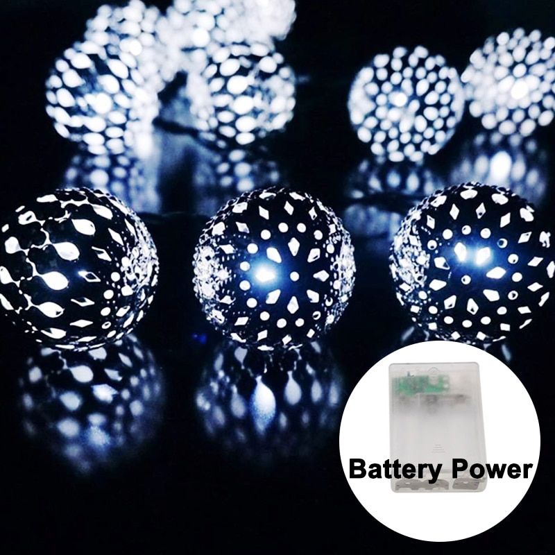 Outdoor Fairy Lights Solar Powered LED Moroccan Globe String Lights Wedding Lights Window Garden Patio Decorations--RGB-Solar--5m-20LEDS