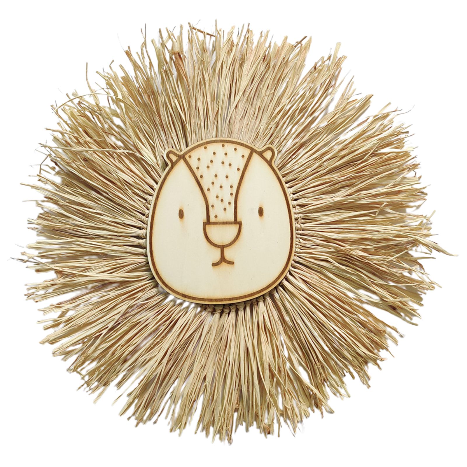 Straw Animal Ornament Pensile Patchwork Bear Head Adornment