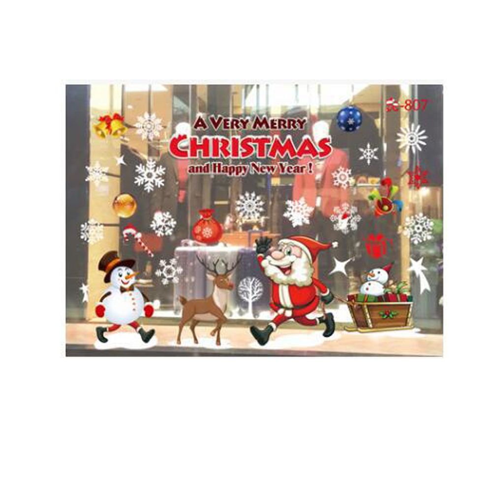 Christmas Pattern Wall Stickers Waterproof Shop Window Stickers Removable Decoration Graffiti Stickers Home Festival Decoration Sticker