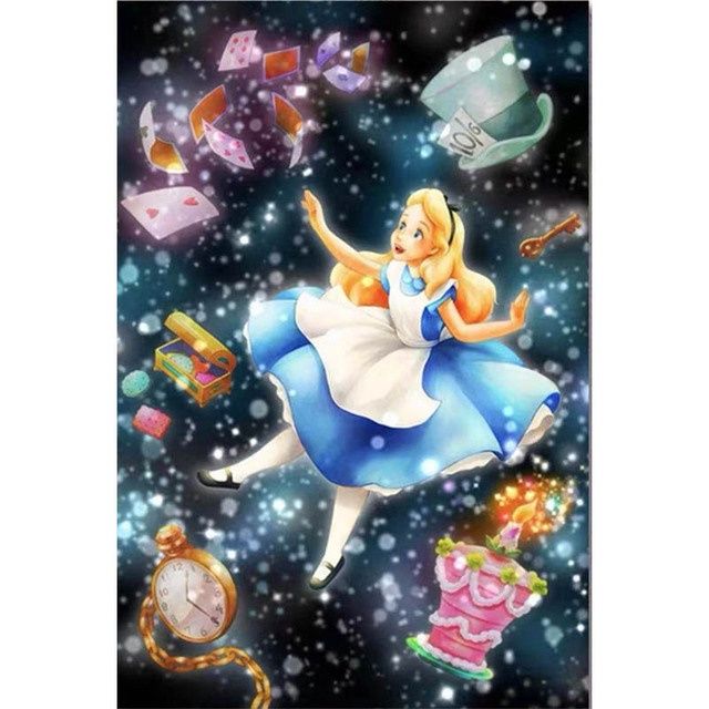 GC Disney 5d Diy Diamond Painting Mosaic Cartoon Princess Diamond Embroidery color:A size:20x25cm No Frame