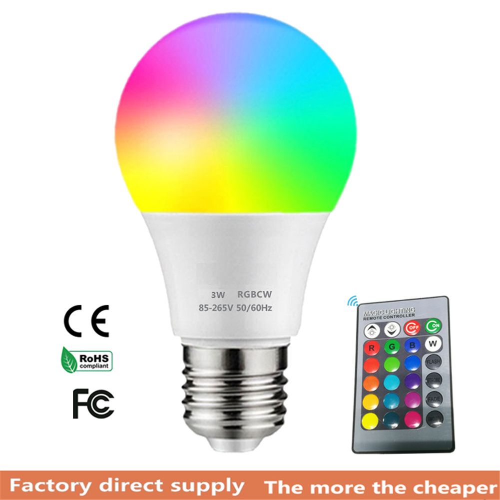 GC E27 3w RGB LED  Bulb 16-color Color-changing Light 4-level Brightness Adjustable Remote Control Smart-Bulb For Bars Ktv Stage specification:3W remote control version