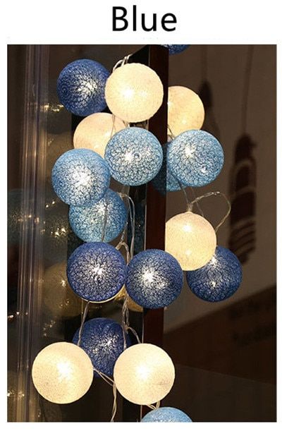 6m/3m/1.5m LED Cotton Ball Garland Lights String Christmas Xmas Outdoor Holiday Wedding Party Baby Bed Fairy Lights Decoration--L-Pink red--5m 20led -