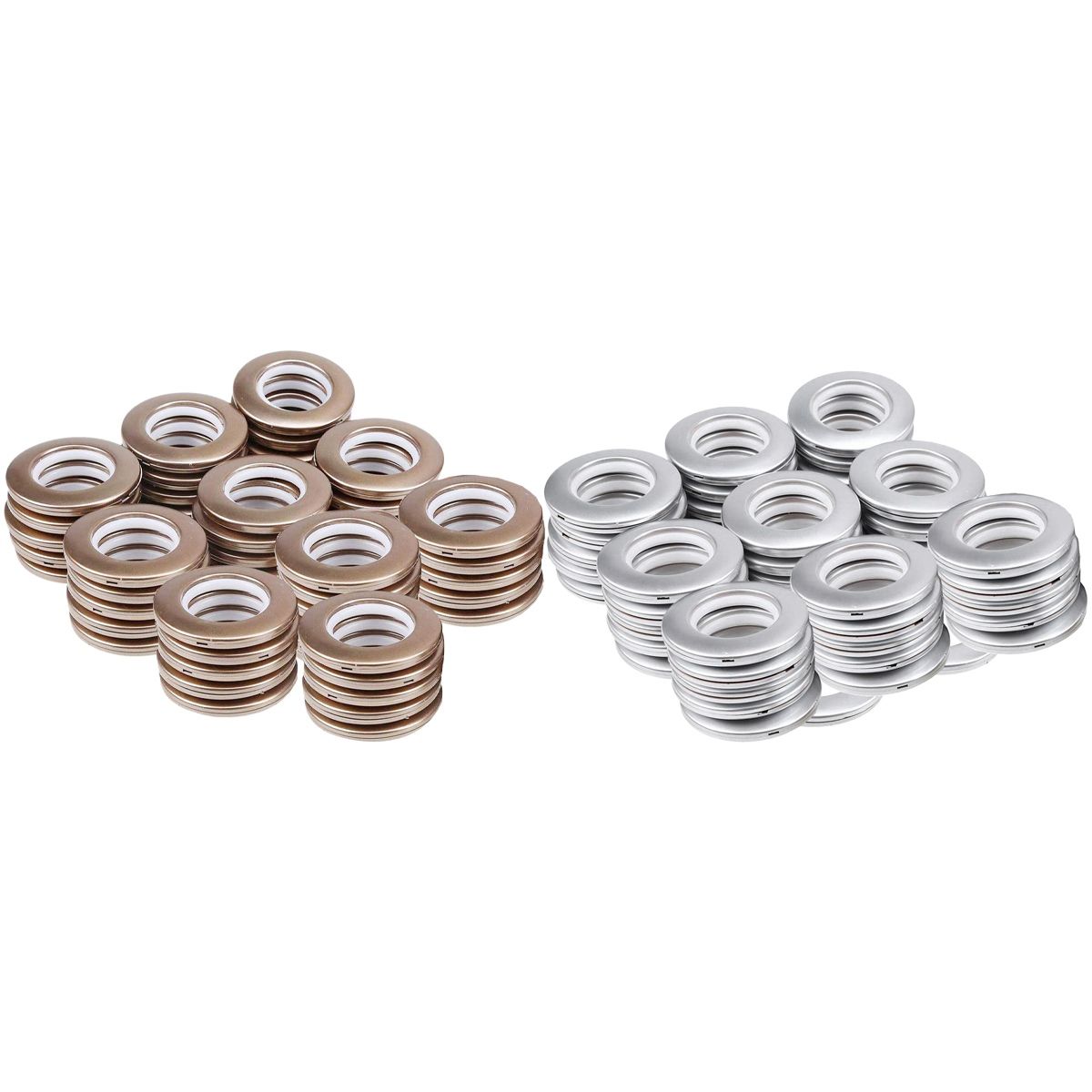 Harmony 100pcs Curtain Grommet, Inner Diameter 43mm Curtain Eyelet Rings Low Noise Roman Ring - 50pcs coffee & 50pcs silver
