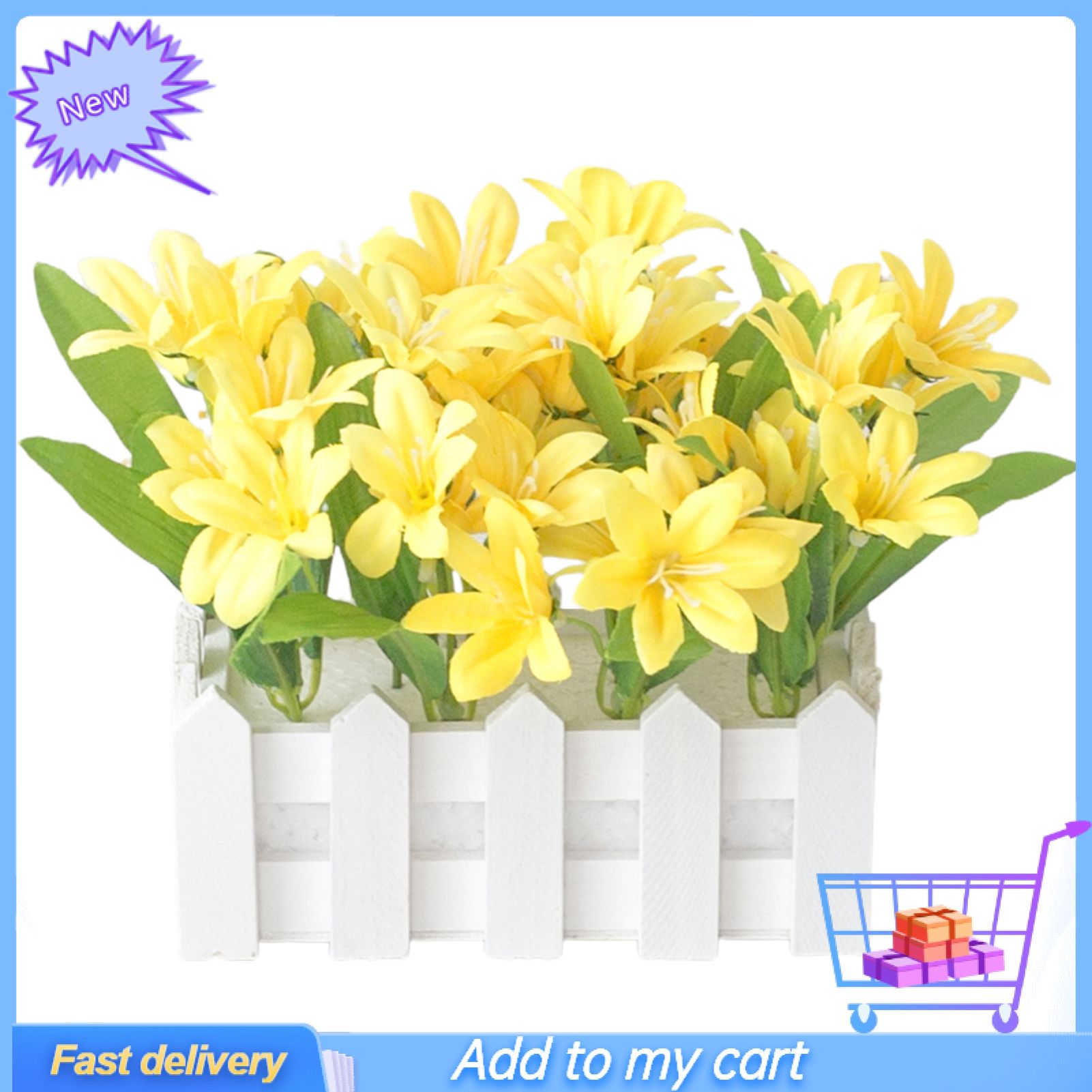 Flower Pot Fade-less Full of Vitality No Withering Artificial Lily Flower Pot Bonsai for Desktop