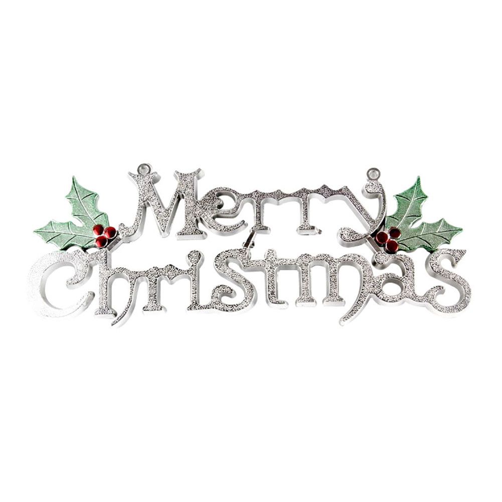 2Pcs Merry Christmas Door Tag Glitter Letter Xmas Party Ornament Festival Decor