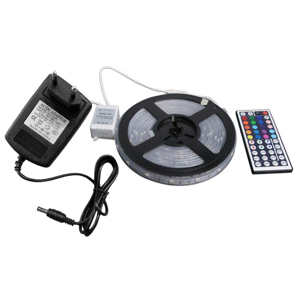 5M IP65 RGB 5050SMD 150 LED Strip Light 44KEY Remote Decorations 3A EU Charger