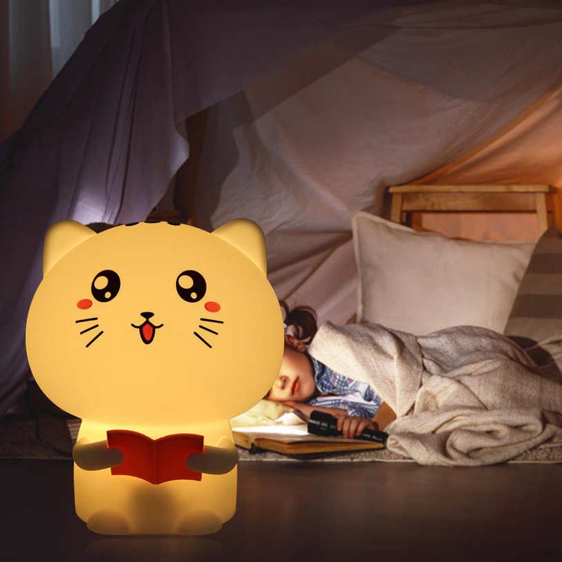 Night Lamp USB Charging Cute Cat Shape LED Light Colorful for Home Bedroom Indoor