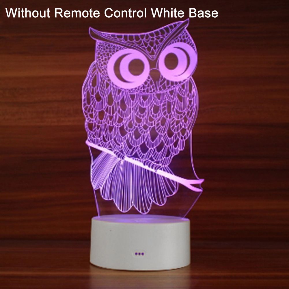 Owl Shape Touch 3D LED Night Light 7 Color Change Table Desk Lamp Home Decor