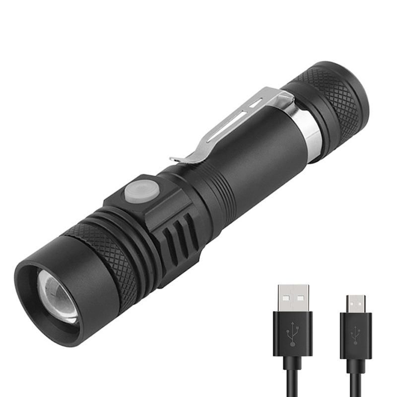 Tactical Flashlight USB Rechargeable 800LM Zoomable Torch Light With 4 Lighting Modes