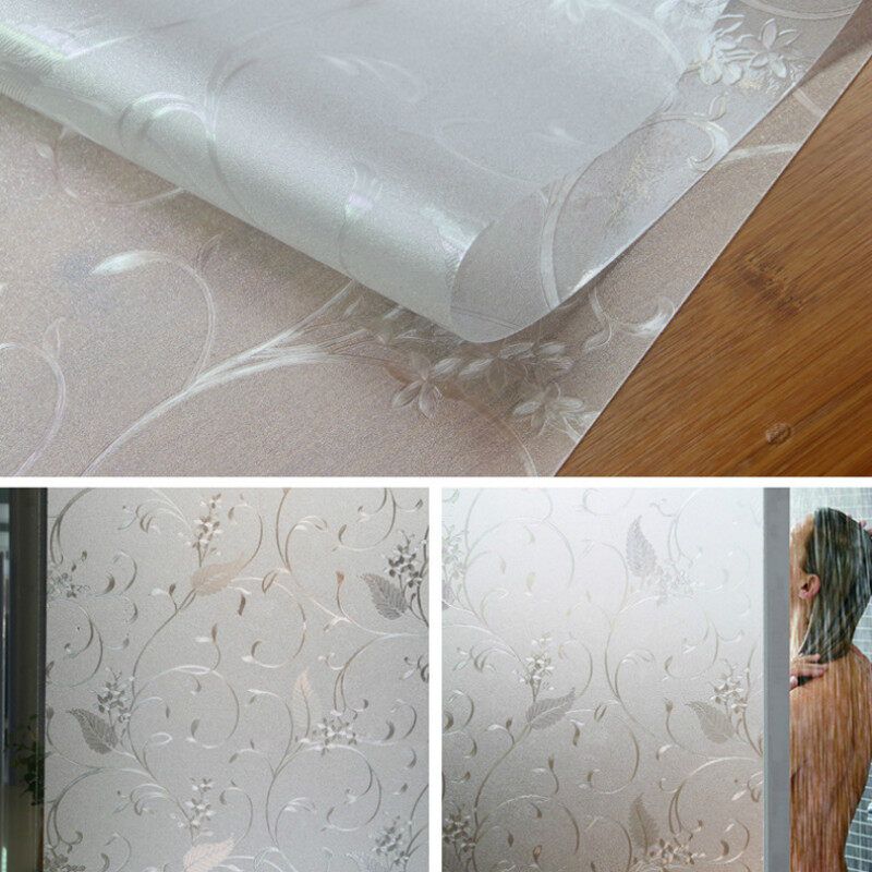Panda Online 45cmx300cm Self-adhesive Removable Frosted DIY Window Films Decals Stickers Glass Stickers Waterproof Glass Films Door Stickers for Bathroom Toilet Kitchen