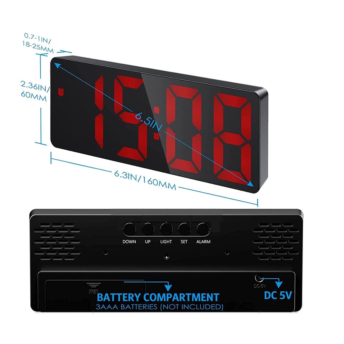 Alarm Clock, LED Clock for Bedroom, Electronic Desktop Clock(Red)