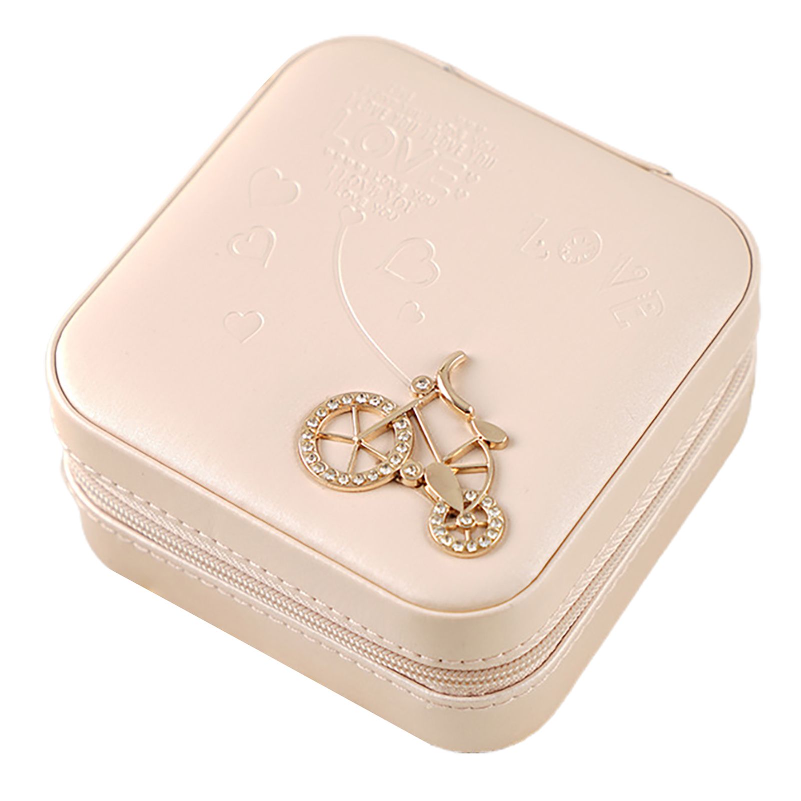 Jewelry Case Zipper Closure Versatile Ladies Neckle Eargs gs Box withrror