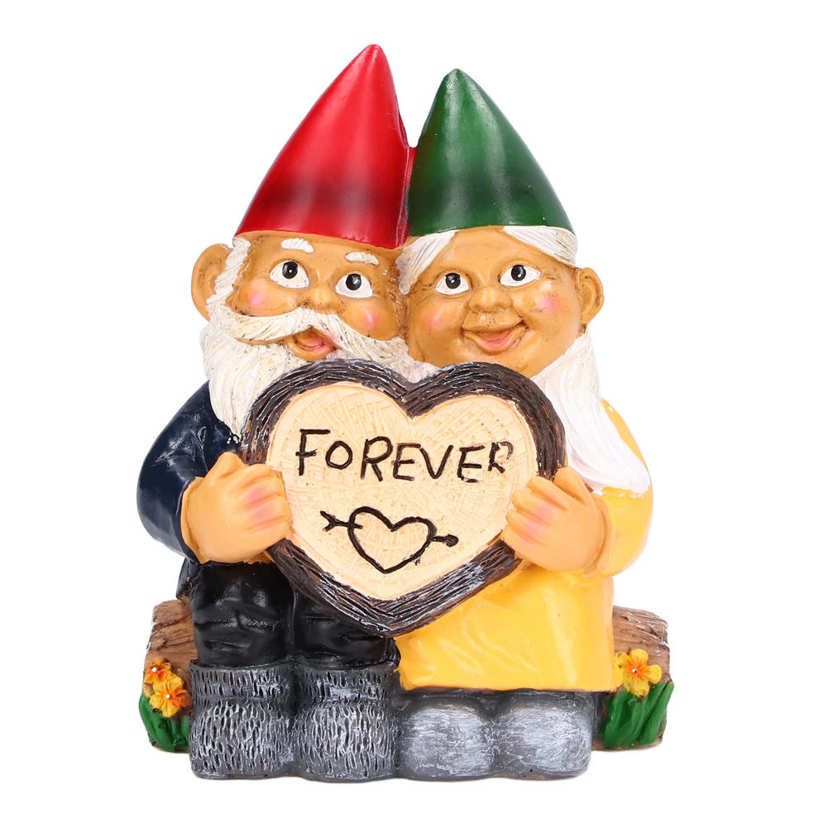Garden Gnome Couple Statues Figurine Resin Art Home Desktop Dwarf Sculpture LF