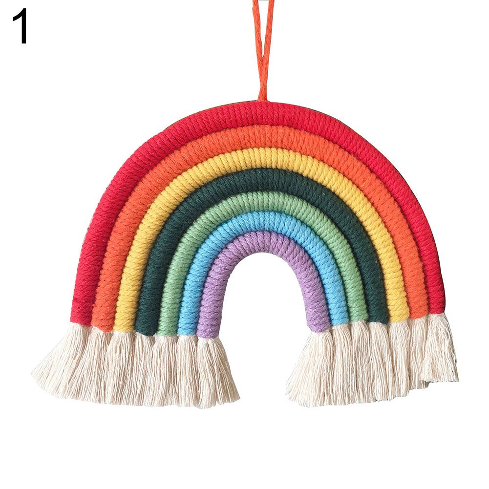 Hand Woven Rainbow Pendant Kids Room Hanging Ornament Balcony Home Wall Decor