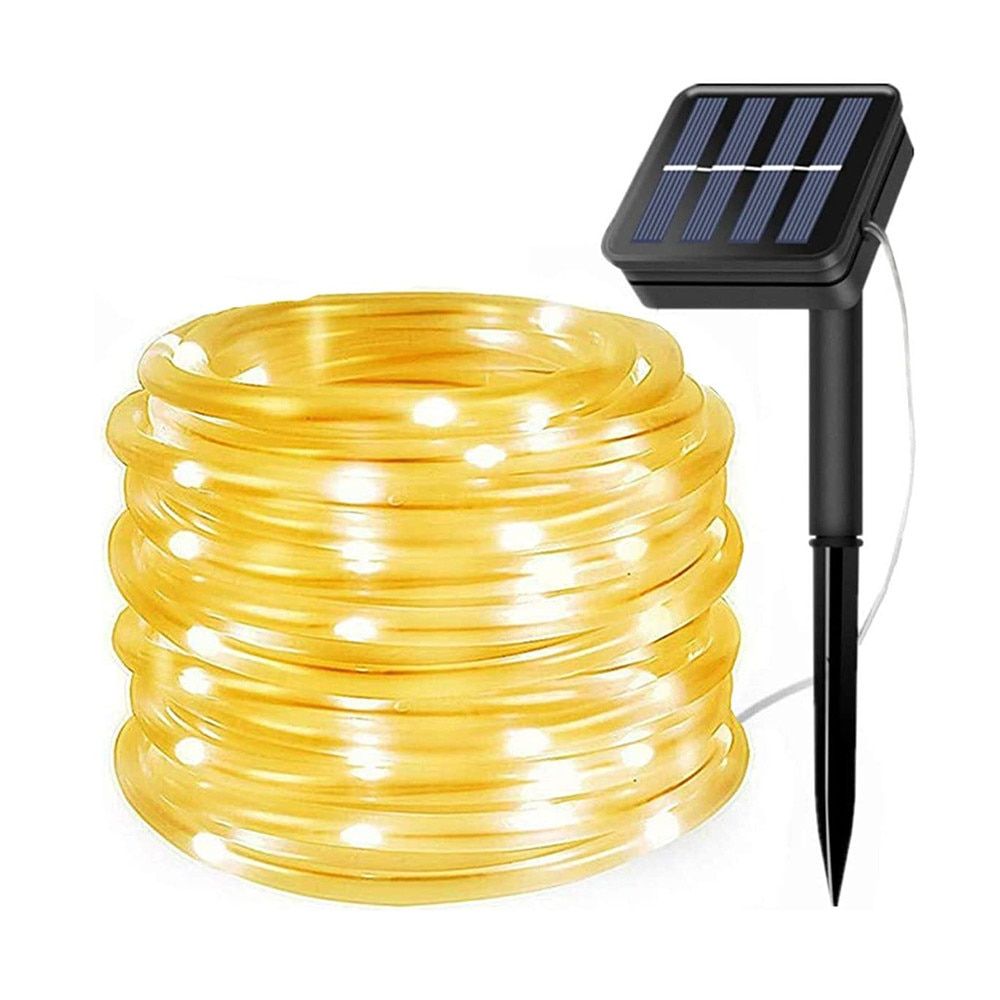 LED Outdoor Solar Lamp String Lights 50/100/200/300 LEDs Fairy Holiday Christmas Party Garland Solar Garden  Rope Tube Lighting--RGB--12m 100leds