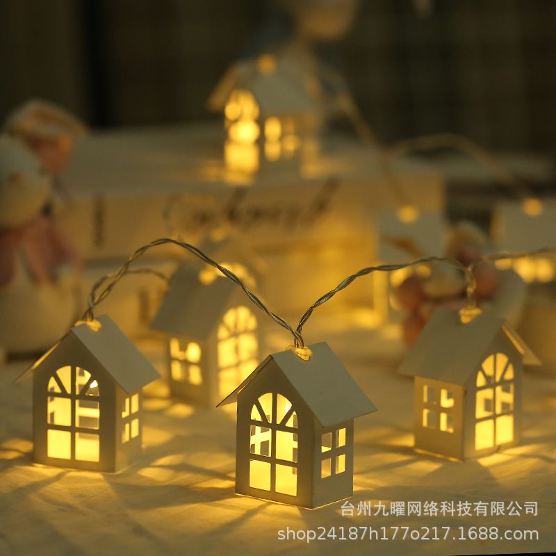 Yfashion 2m/ LED Light String Wood Small House Shape 10/20 LED Beads Wedding Party Holiday Fairy Night Lamp