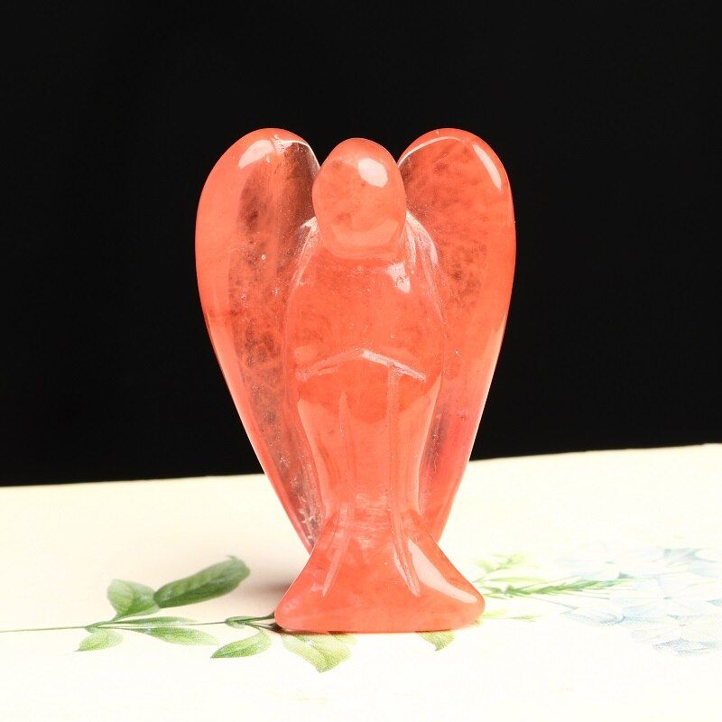 1PC Natural Crystal Rose Quartz Angel Guardian Angel Statue Healing Gems Modern Home Decor Craft Gifts Small Decorations Gifts