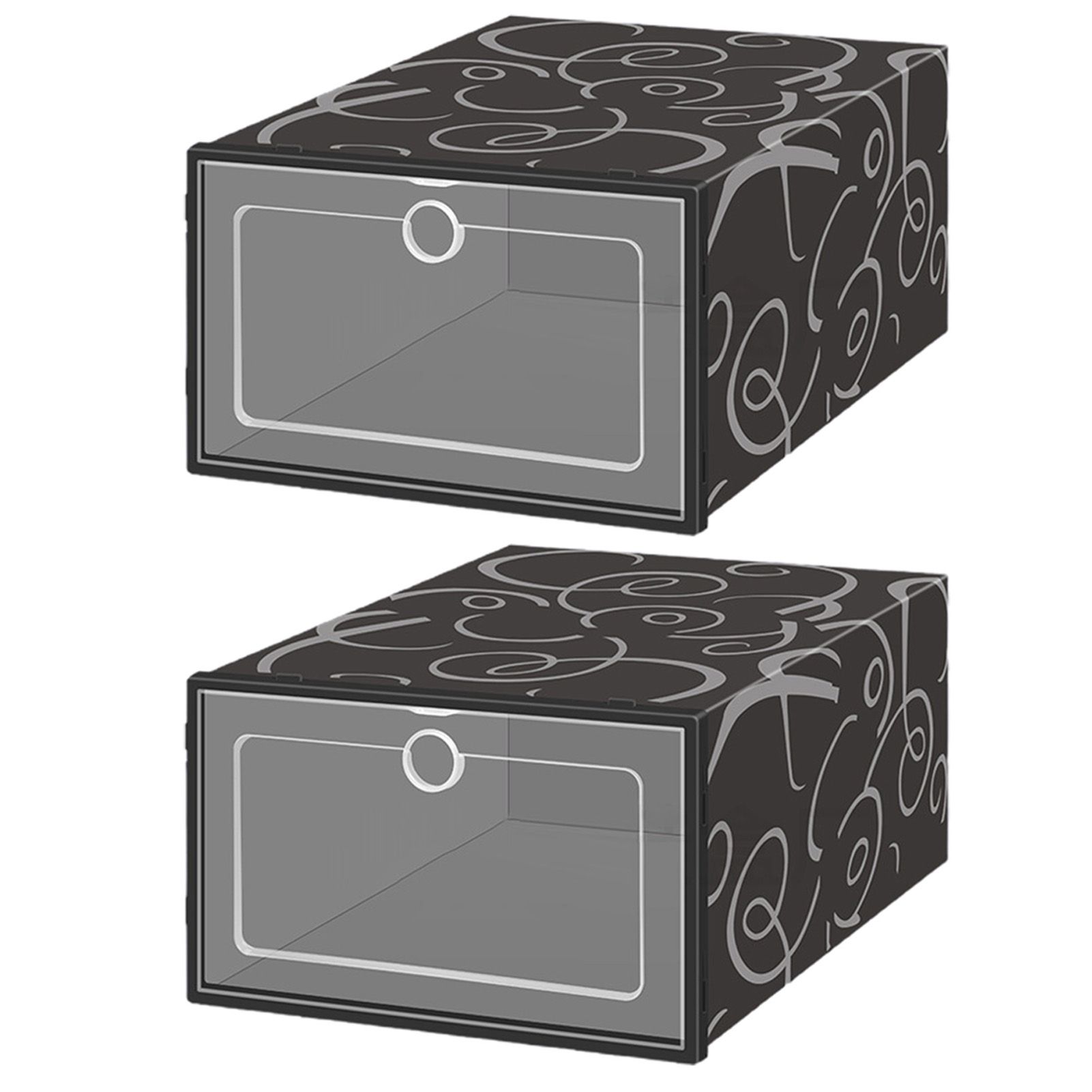 2Pcs Shoes Organizer Drawer Type Large Capacity Plastic Storage Cabinet Container for Cloakroom
