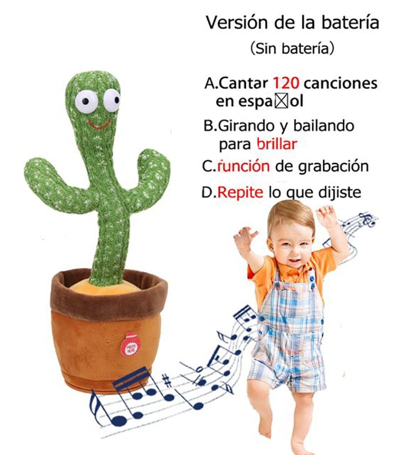 Dancing Cactus 120 Song Speaker ng USB Chng Voice Repeat plush Cactu Dancer toy talk Plushie Stuffed toys for Baby Girl