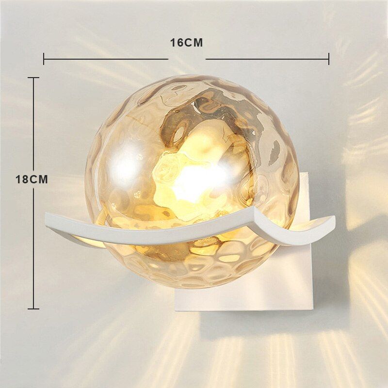 modern minimalist wall lamp Creative round glass bedside wall lamp led living room study bedroom interior lighting