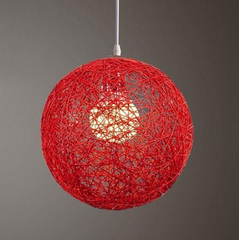 Round Concise Hand-woven Rattan Vine Ball Pendant Lampshade Light Lamp Shades Light Accessories(15cm Diameter)