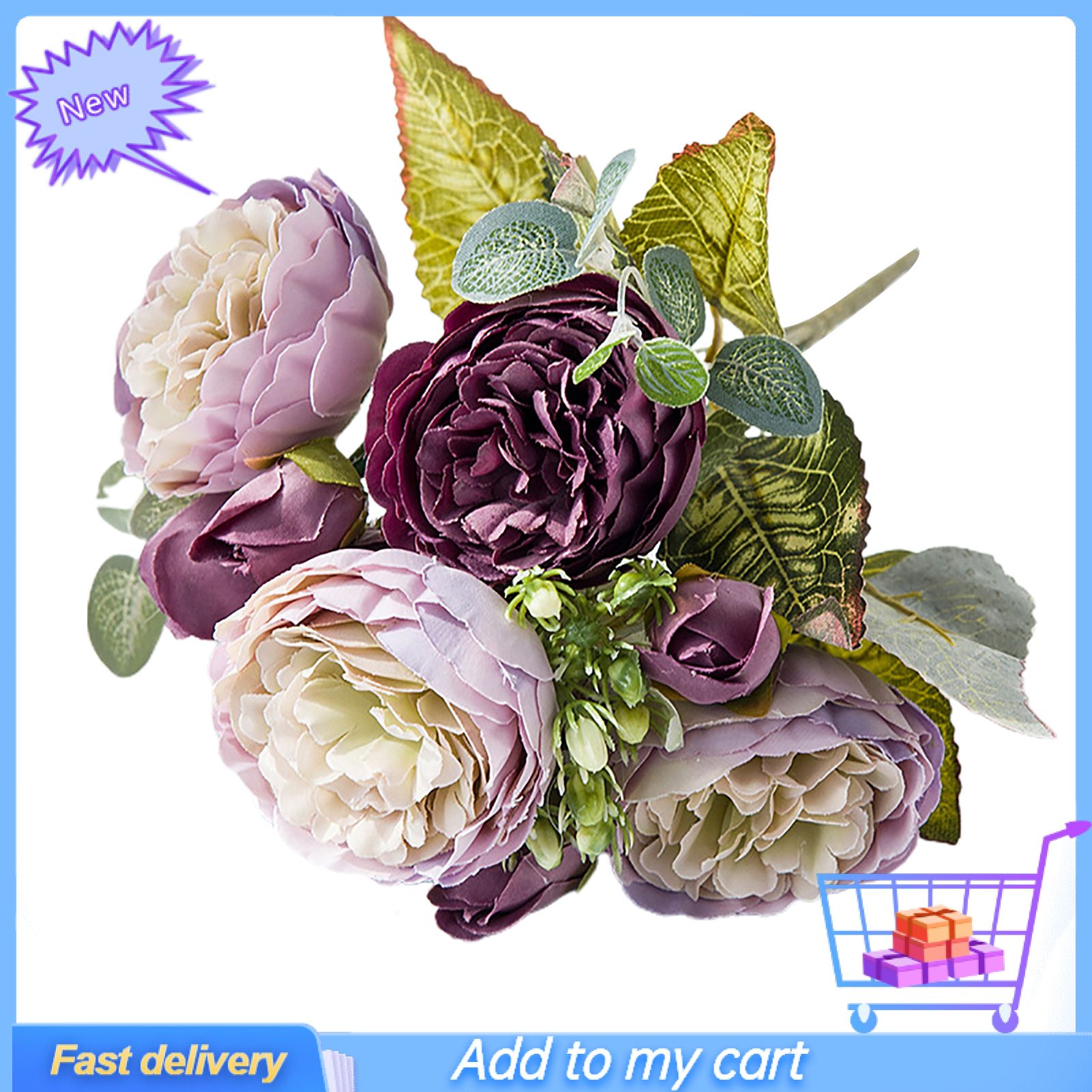 Immortal Flower No Fade Ornamental  Silk Flower False Peony Bouquet Home Decoration