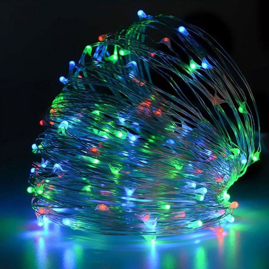 12m 100 Led 8 Function Outdoor Waterproof Solar Copper Light String Decoration