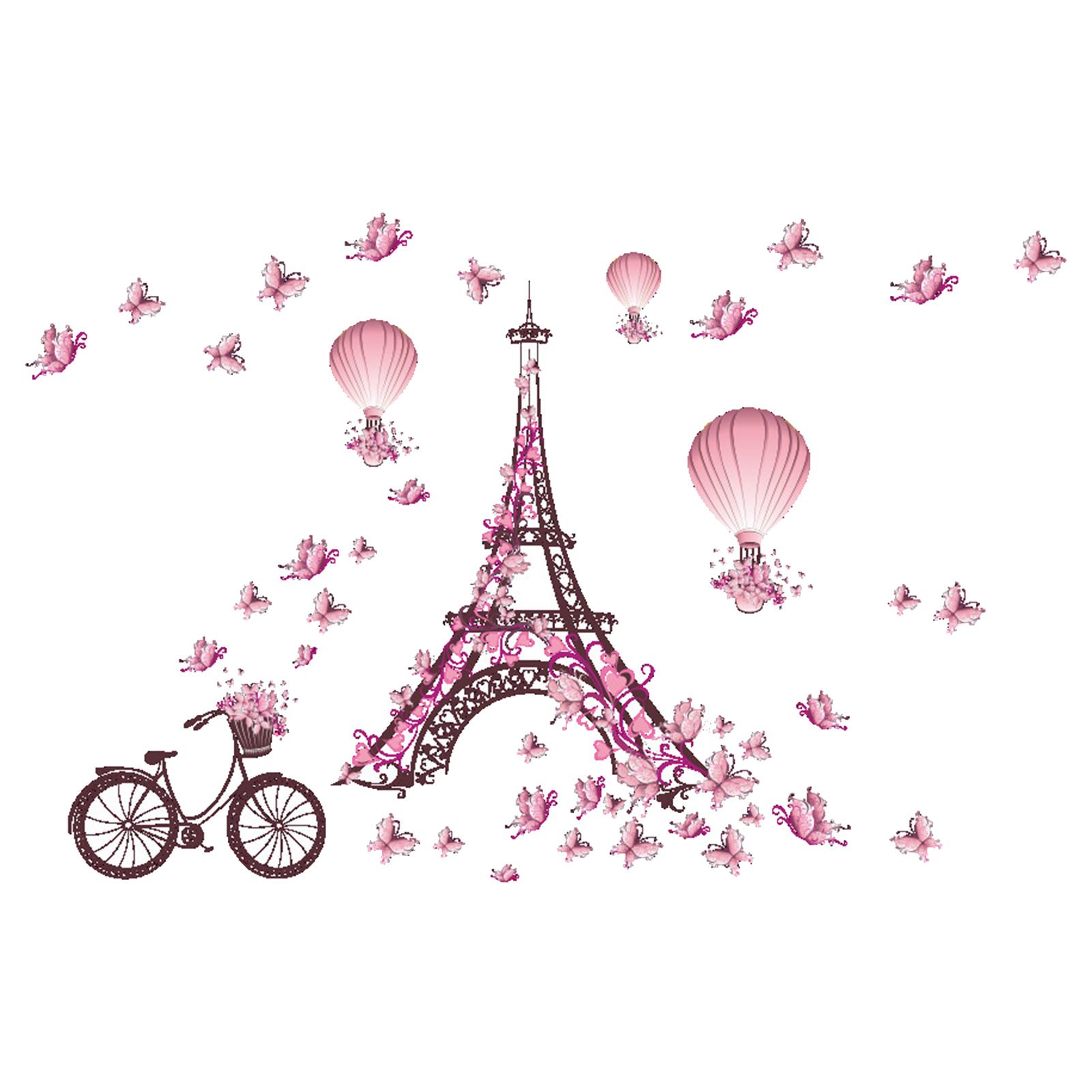 Eiffel Tower Pattern Wall Stickers Romantic PVC Window Decoration Background Sticker for Bedroom