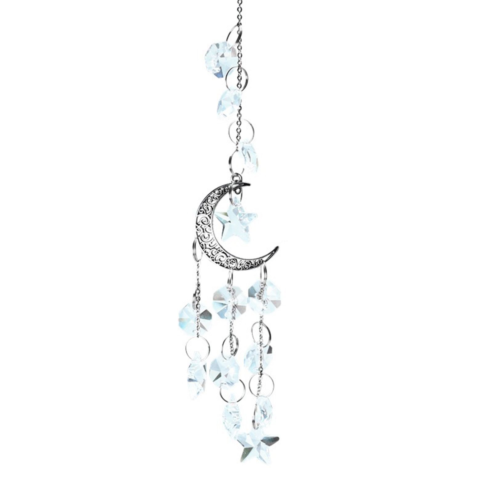 Wind Chimes Exquisite Decoration Faux Crystal Window Hanging Moon Stars Suncatcher for Garden