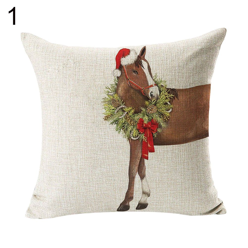 Xmas Dog Linen Pillow Case Cushion Cover Sofa Bed Car Cafe Office Decor